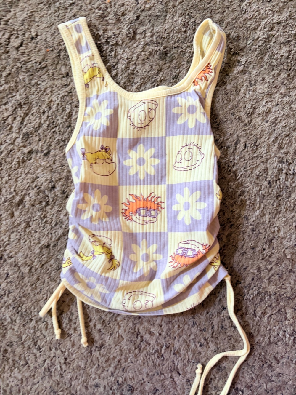 Nickelodeon yellow and lavender Checkerboard Tank Top